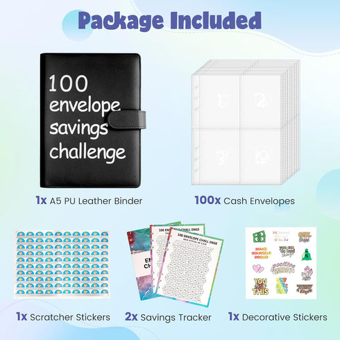 100 Envelopes Money Saving Challenge, 100 Envelope Challenge Binder, A5 Budget Planner Book to Save $5,050, Savings Challenges Budget Book Binder ...