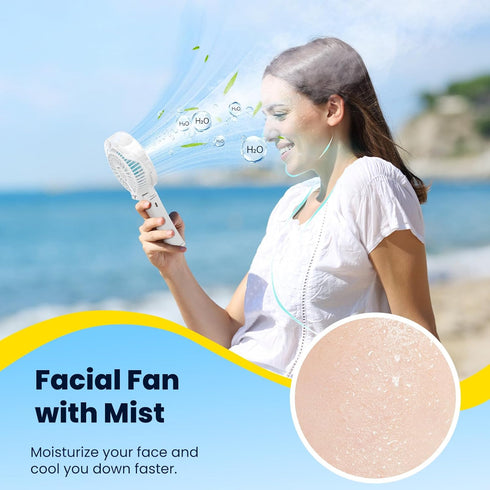 HandFan Upgraded Portable Misting Fan, Handheld Spray Water Mister Fan, USB Rechargeable Personal Mist Fans, Mini Cooling Hand Fans for Summer Bea...