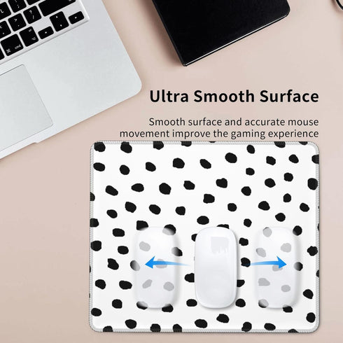 Polka Dots Square Mouse Pad Boho,White Small Mouse Pads for Desk Wireless Mouse,Stitched Edge Mousepad Non-Slip Rubber Base Gaming Mouse Mat for C...