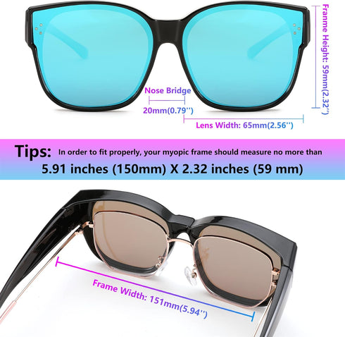 FEISEDY Women Men Polarized Fit Over Sunglasses Oversized Trendy Square Cat Eye Wear Over Glasses B2849...