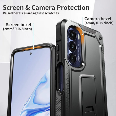 URBANITE for Motorola Moto G Stylus 5G (2022) Case, Military Grade Rugged Shockproof Protective Cover with Screen Protector and Kickstand (Black)...