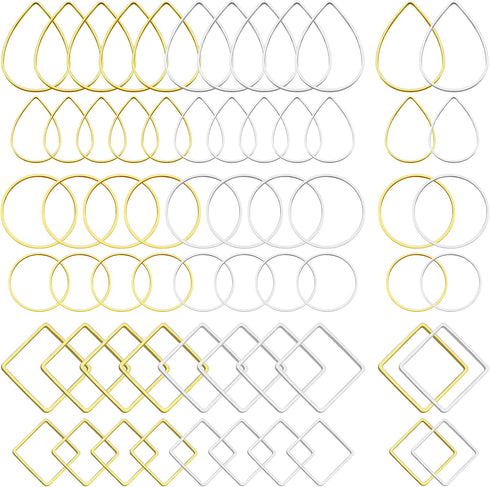 144pcs Earring Hoops for Jewelry Making, 3 Shapes Earrings Findings Hoops Beading Hoop Earrings Hypoallergenic Square Teardrop Round Earring Findi...