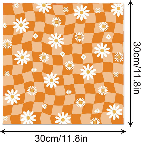 VIVIQUEN 24 Sheets Little Orange Daisy Double-Sided Scrapbook Paper 30x30cm Flower Craft Paper Folded Flat for DIY Decorative Background Card Maki...