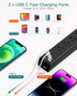 Surge Protector Power Strip - Extension Cord with 6 AC Outlets 4 USB (2 USB-C Ports), Flat Plug with Overload Surge Protection, Wall Mount, 5ft, O...