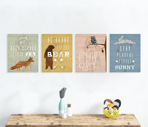 Woodland Nursery, Collection Inspirational Animals 12x18 Inch Print, Nursery Decor, Kids Decor, Animals Decor for Kids, Motivational Art, Inspirat...