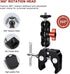 Super Clamp Camera Mount with Double Ball Head Adapter - Compatible with Canon Nikon DSLR, Gopro, LED Lights, Ronin-M/MX, Freefly MOVI - 360° Rota...