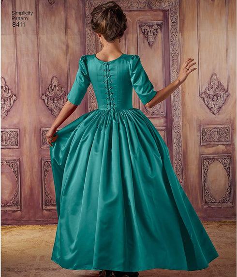 Simplicity 8411 18th Century Gown and Panniers Women's Historical Costume Sewing Pattern, Sizes 6-14...