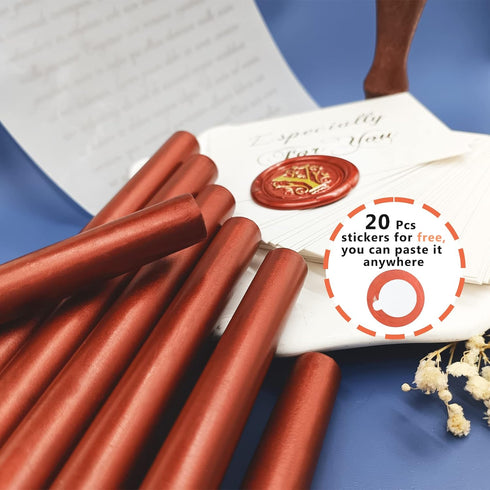 Glue Gun Fire Paint Wax Sticks, Sealing Wax Stick Wax Strips Vintage Fire Paint for Stamps, Cards, Envelope Seals, Documents-10 Pack (Flame red)...