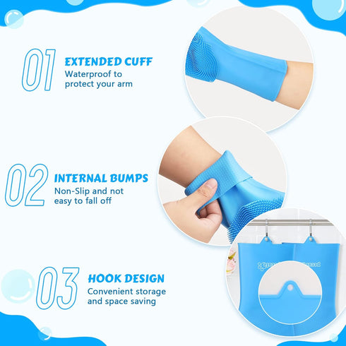 Pecute Pet Grooming Gloves 2 Pairs, Heat Resistant Cat Bathing Gloves with High-Density Teeth, Silicone Dog Bathing Gloves with Enhanced Five Fing...