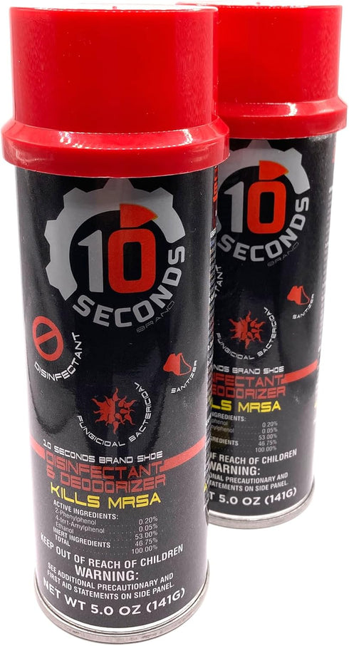 10 Seconds - Household Disinfectant Spray & Deodorizer - Great for Shoes and Gym Equipment! Superior Germ-Killing and Odor Elimination, Fights Sta...