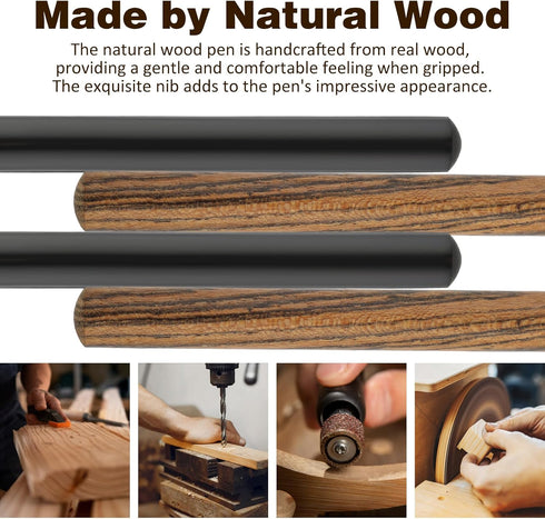 Cobee Vintage Wooden Ballpoint Pens, Handcrafted Wood Rollerball Pen with 2 0.5mm Black Ink Refills and Gift Box Luxury Fine Point Sign Pen for Jo...