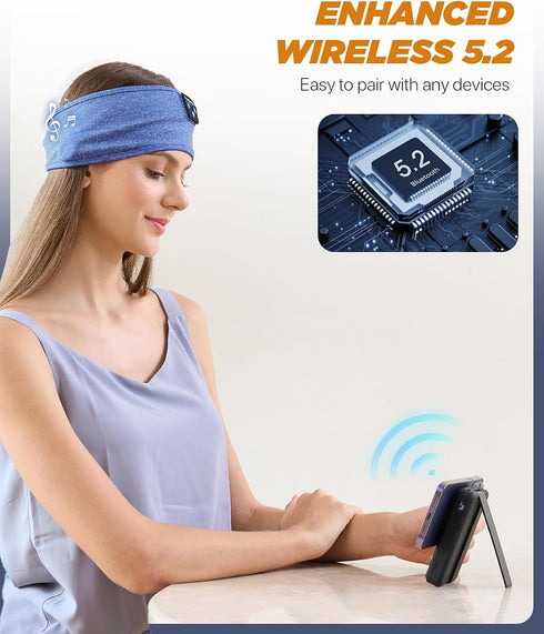 Perytong Bluetooth Headband Headphones, Sleep Headphones Bluetooth for Side Sleepers - Sleeping Headphones Comfortable Headband with Thin Speaker ...