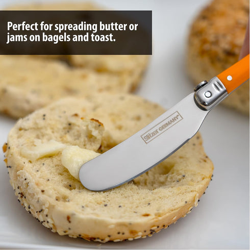 Butter Knife Set - European-Style Spreader Knife with Stainless Steel Blade - Easy Grip Colored ABS Handles - 6-Piece Set...