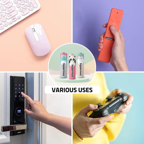 CLEANWRAP Hypermax Cute Character Long-Lasting All-Purpose High-Performance Alkaline AAA Batteries (1.5V - 24 Pack) | Cute AAA Batteries, Househol...