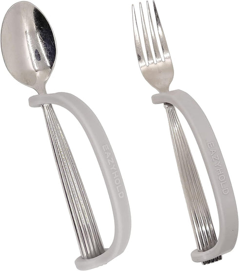Silver Silicone Universal Cuff, Weak Hand Grip Assistive Device for Large Hands or Limbs, Eating Utensils Holder, Adaptive Dining Ware, Tremors, S...
