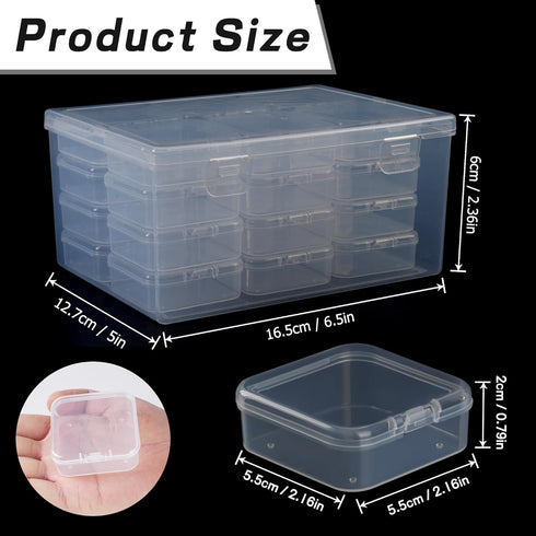 25 Pack Small Plastic Beads Storage Containers Box, Clear Bead Organizer Case with Snap-Tight Closure Hinged Lid for Storage Small Items, Beads, C...