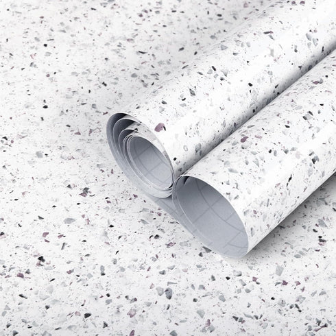 Decoroom Granite Contact Paper for Countertops 17.7 in X 118 in Waterproof Self Adhesive White Granite Marble Wallpaper Peel and Stick Countertops...