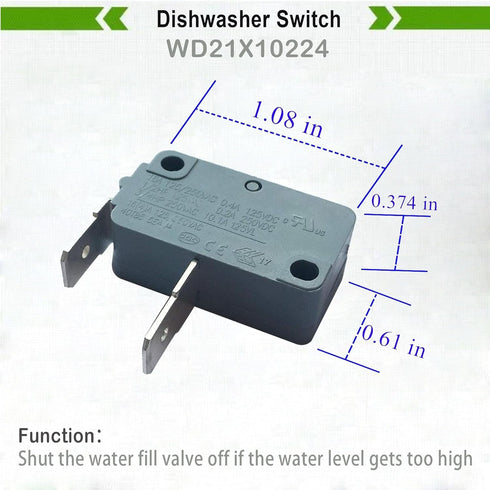 LONYE WD21X10224 Dishwasher Door Interlock Switch Replacement for GE Hotpoint Dishwasher MQS-216 1168295 AP3872949 PS1021382(Normally Open)(Pack of 2)