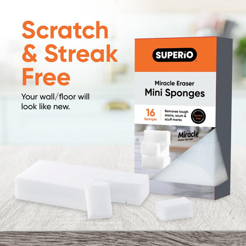Magic Eraser Sponge Melamine Sponge for Floor, Wall, and Furniture, Removes Scuffmarks, Mud, Grime, Dirt, and Tough Stains, Pack of 16 1 Inch Mini...