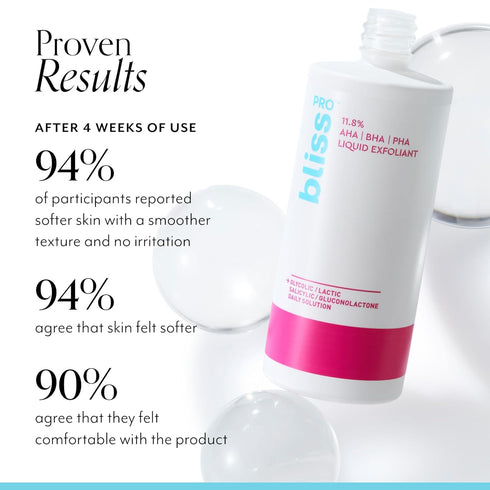 BlissPro™ Liquid Exfoliant - Daily Exfoliating Treatment with 11.8% AHA, BHA, PHA - 4 Fl Oz | Smooths Skin Texture, Reduces Pores & Fine Lines...