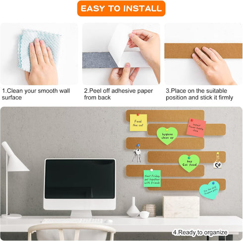 Felt Bulletin Board Corkboard Strips for Walls 3pack...