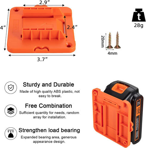 Crivnhar 5 Pack Battery Holder for Black+Decker 20V Battery Mounts Dock Holder Fit for LBXR20 LB20(w/10 Screws, No Battery)...