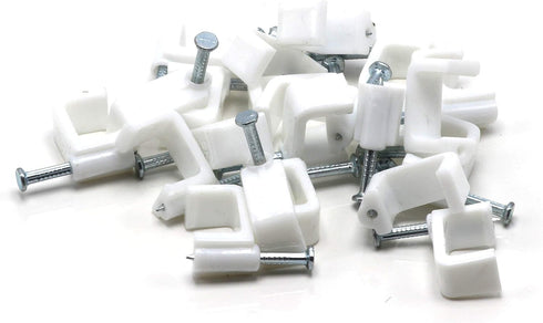 THE CIMPLE CO - Dual, Twin, or Siamese Coaxial Cable Clips, Cat6, Electrical Wire Cable Clip, 1/2 in Nail Clip and Fastener, White (100 Pieces per...