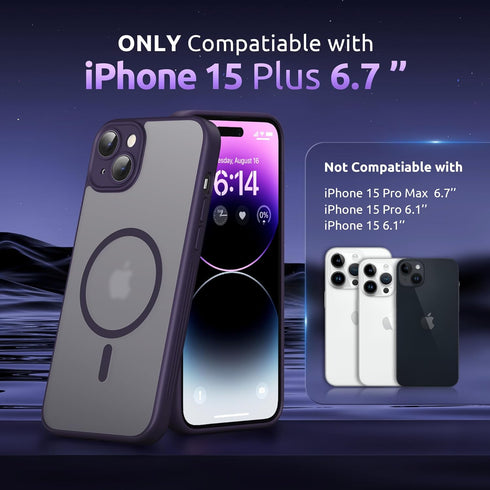 SURPHY Made for iPhone 15 Plus Case Compatible with MagSafe, and Screen Protector 2 Pack, Translucent Matte Phone Case with Camera Protective 6.7 ...