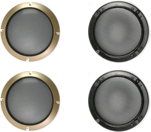 Fielect 6.5 inch Speaker Grill Cover Speaker Grill Mesh Decorative Circle Subwoofer Guard Protector Cover Audio Accessories Gold...