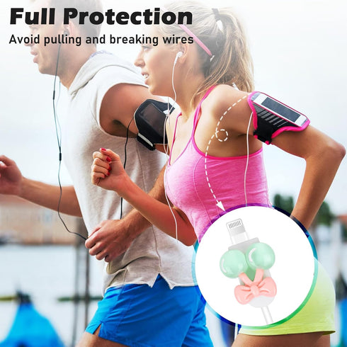 Cute Cable Protector Compatible for iPhone Adapter with Crystal Cherry Pears Design, Clear Soft Data Line USB Cover, Wire Cord Saver, Phone Cord P...