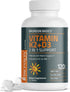 Bronson Basics Vitamin K2 D3 (MK7) Supplement Non-GMO Formula 5000IU (125 mcg) Vitamin D3 & 90 mcg Vitamin K2 MK-7 Easy to Swallow Vitamin D & K C...