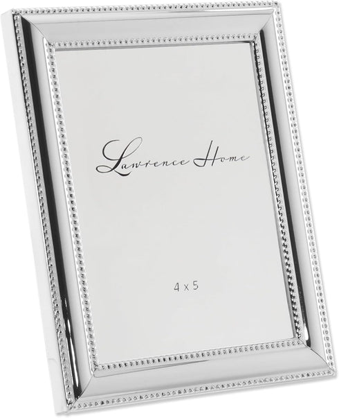 Lawrence Frames 510745 Metal Picture Frame Silver-Plate with Delicate Beading, 4 by 5-Inch, Silver...