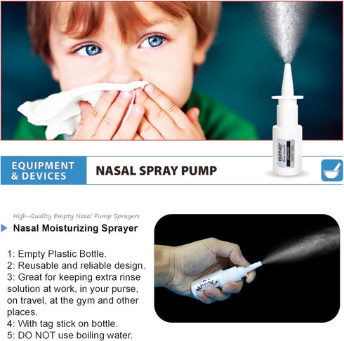 2PCS-PACK Sinus Rinse Bottle with 4 Sprayer + 1 Moisturizing Nasal Pump Sprays - 300ml 10oz Nasal Irrigation - Nasal Rinse Kit - Nose Cleaner - Yo...