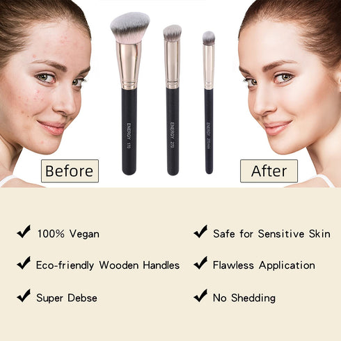 ENERGY Makeup Brushes Foundation Brushes for Liquid Makeup Professional Kabuki Foundation Brush Concealer Brush Under Eye Nose Contour Brush for L...