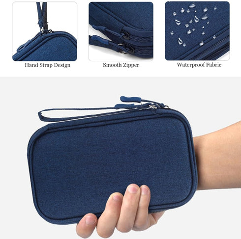 2 Pack Travel Organizer Pouch Electronic Accessories Carry Case Portable Waterproof Double Layers Storage Bag for Cable, Cord, USB Charger, Phone,...