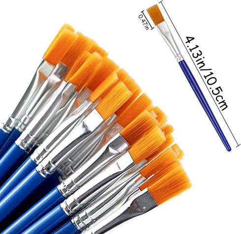 20 PCS Small Kids Paint Brushes 4.1 Inch Flat Tip Paint Brushes with Round Acrylic Paint Brushes Set Craft Brushes for Detail Painting Kids Classr...