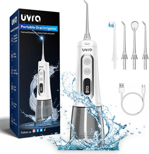 Water Dental Flosser Portable Teeth Cleaner 9 Modes Water Picks 300ml Large Tank Cordless Oral Irrigator Rechargeable Ipx7 Waterproofe High Pressu...
