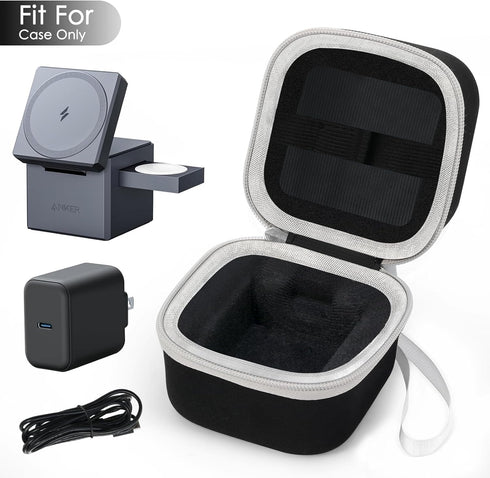 Case Compatible with Anker 3-in-1 Cube MagSafe Charger 15W Max Fast Charging Stand, Power Station Storage Holder for USB-C Cable (Box Only) Black...