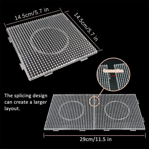 Fuse Beads Boards 5mm Large Clear Plastic Pegboards for Kids Craft Beads 4 PCS...