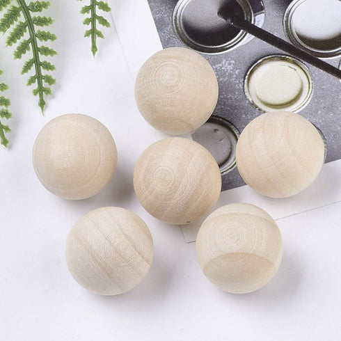 Craftdady 50Pcs 19-20mm Natural Round Wooden Balls 3/4 Inch Unfinished Hardwood Craft Balls Decorative Wood Spheres No Hole for Craft DIY Projects...