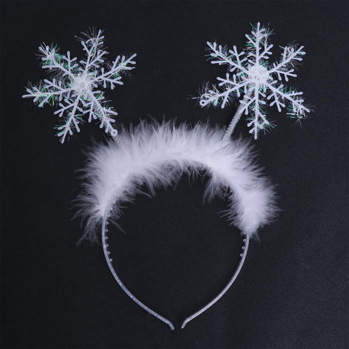 Lurrose 2pcs Christmas Feather Snowflake Headbands Merry Christmas Hairbands Head Boppers Headdress Costume Props for Women Girls Children...