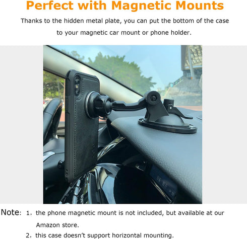 molzar MAG Series for iPhone Xs and iPhone X Case, Built-in Metal Plate for Magnetic Mount, Works with Qi-Certified Chargers, Compatible with iPho...