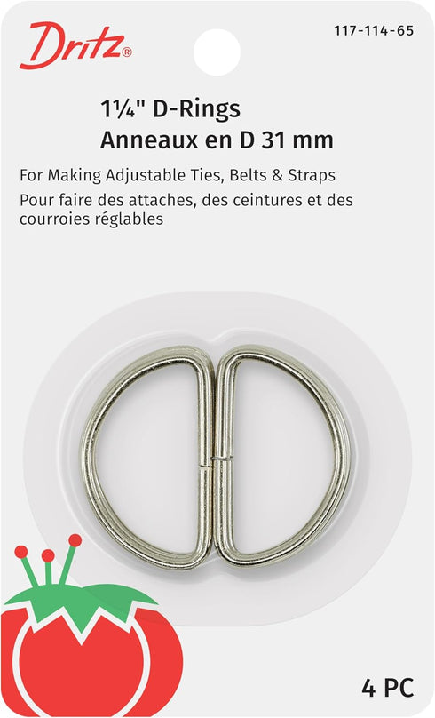 Dritz 117-114-65 D-Rings, Nickel, 1-1/4-Inch 4-Count...