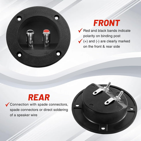 4PCS 3.5" Speaker Box Terminal Cup, Spring Round Subwoofer Box Terminal Binding Post Connector for DIY Home Car Speaker & Sub-woofer...