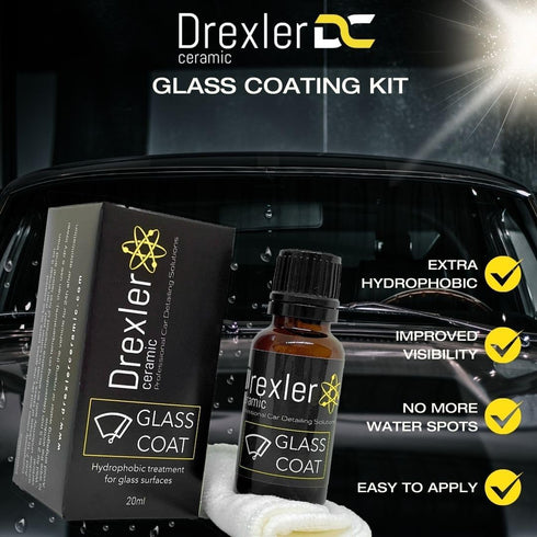 Glass Coating 20ml – Hydrophobic Ceramic Coat for Windshields & Windows | Water Repellent Protection for Glass Parts | Enhanced Visibility, Spotle...