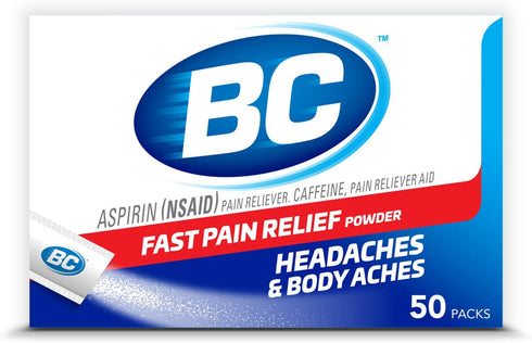 BC Powder | Fast Pain Relief | Aspirin (NSAID) & Caffeine | 50 Count (10042037103993)...