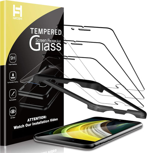 HATOSHI 3 Pack Screen Protector Designed for iPhone SE 2022 (3rd Gen), iPhone SE 2020 (2nd Gen), iPhone 8/7/6, 4.7-inch 9H HD Tempered Glass Film,...
