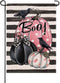 Halloween Boo Pumpkin Patch Small Decorative Garden Flag, Crow Pink Gourd Black White Stripes Yard Lawn Outside Decor, Fall Ghost Holiday Farmhous...