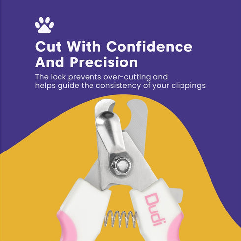 Dudi Pet Nails Clippers for Cats and Nail File - Cat Nail Trimmers with Lock Guard - Razor Sharp Grooming Clipper Trimmer Blades for All Breed Siz...