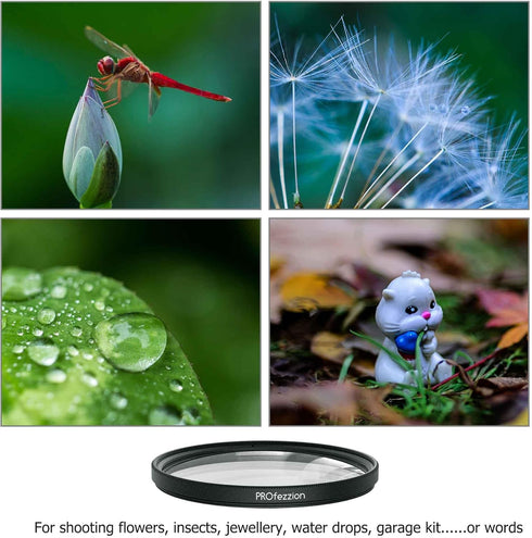 PROfezzion 49mm Close-Up Filter (+8) Macro Lens Filter with Lens Filter Pouch for Canon EOS M50 M6 Mark II M200 with Canon EF-M 15-45mm Kit Lens &...